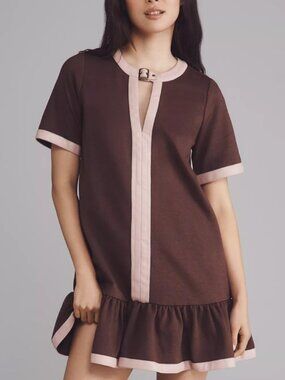 Anthropologie Maeve Colorblock Leather Trim  Dress LP Large Petite NEW NWT
